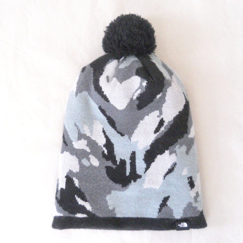 North Face Winter Camo Knit Hat with Pompom